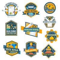 Vector label icons of house repair work tools