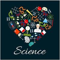 Heart with science and research icons vector