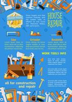 Vector poster of house repair work tools