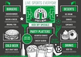 Vector soccer bar football beer pub meals menu