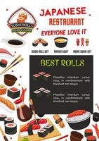 Sushi menu banner template of japanese restaurant vector