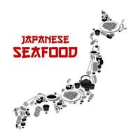 Vector Japanese sushi food restaurant Japan map