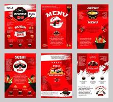 cartel de menú de restaurante japonés y barra de sushi vector