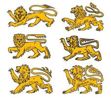 Lion heraldic icon set for tattoo, heraldry design vector