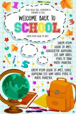 Back to School vector checkered page poster