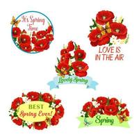 Vector flowers wreath set for spring time quotes