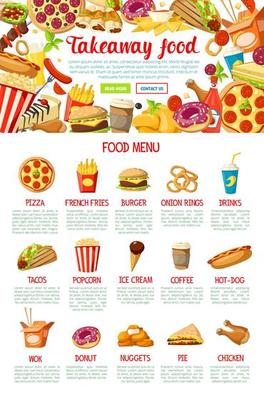 Fast food restaurant menu web banner design