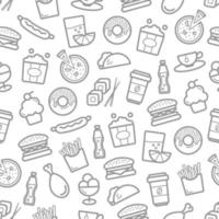 Fast food and seafood vector seamless pattern