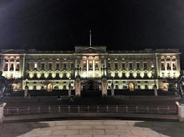 London in the UK in March 2018. A view of Buckingham Palace at night photo