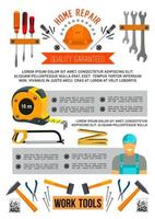 cartel de vector de herramientas de trabajo para reparación de viviendas