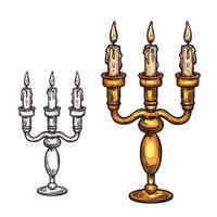 vela de icono de dibujo vectorial de halloween en candelero vector
