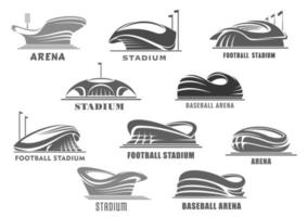 iconos vectoriales de estadio de fútbol o estadio deportivo vector