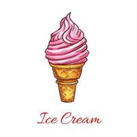 Ice cream icon for cafe vector sketch