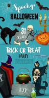 Halloween vector party monster witch poster