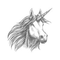 bosquejo del vector del animal del caballo del unicornio