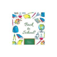 Back to school poster of school supplies sketches vector