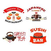 Vector isolated icons for sushi bar or restaurant