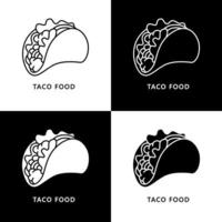 logo de comida de taco. ilustración de comida y bebida. símbolo de icono de comida mexicana vector