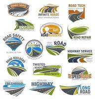 Road, highway and freeway isolated symbol set vector