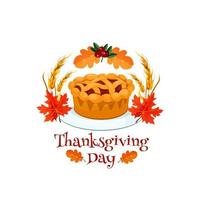 Thanksgiving Day autumn holiday pumpkin pie symbol vector