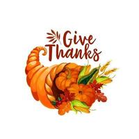 Thanksgiving cornucopia symbol of autumn harvest vector