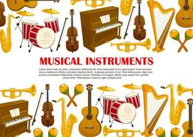 Vector music poster of musical instruments