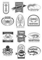 Vector icons for seafood market or fish restaurant