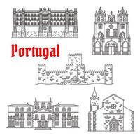 Portugal architecture landmarks vector buildings