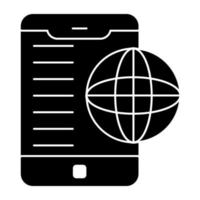 Globe inside smartphone showcasing mobile browser vector