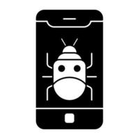 A flat design icon of bug vector