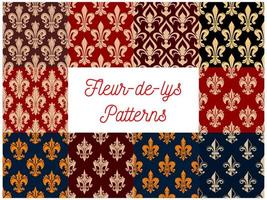 Heraldic set of french fleur-de-lis patterns vector