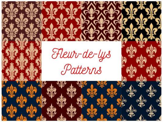 Heraldic set of french fleur-de-lis patterns