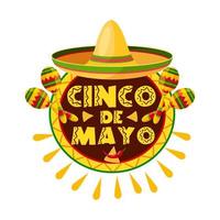 Mexican Cinco de Mayo holiday sombrero icon vector
