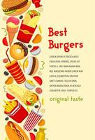 Vector fast food poster for burgers restaurant