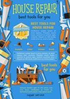Vector work tools for house repair poster