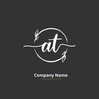 AT Initial handwriting and signature logo design with circle. Beautiful design handwritten logo for fashion, team, wedding, luxury logo. vector