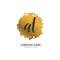 AT Initial handwriting and signature logo design with circle. Beautiful design handwritten logo for fashion, team, wedding, luxury logo. vector