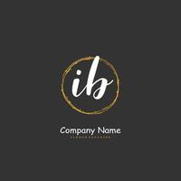 IB Initial handwriting and signature logo design with circle. Beautiful design handwritten logo for fashion, team, wedding, luxury logo. vector