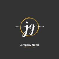 JG Initial handwriting and signature logo design with circle. Beautiful design handwritten logo for fashion, team, wedding, luxury logo. vector