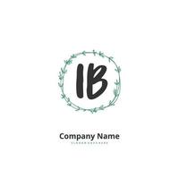 ib inicial de escritura a mano y diseño de logotipo de firma con círculo. hermoso diseño de logotipo escrito a mano para moda, equipo, boda, logotipo de lujo. vector
