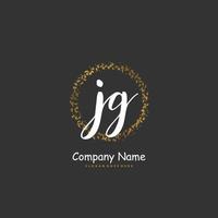 JG Initial handwriting and signature logo design with circle. Beautiful design handwritten logo for fashion, team, wedding, luxury logo. vector