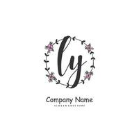 LY Initial handwriting and signature logo design with circle. Beautiful design handwritten logo for fashion, team, wedding, luxury logo. vector