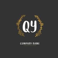 QY Initial handwriting and signature logo design with circle. Beautiful design handwritten logo for fashion, team, wedding, luxury logo. vector