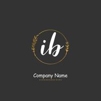 ib inicial de escritura a mano y diseño de logotipo de firma con círculo. hermoso diseño de logotipo escrito a mano para moda, equipo, boda, logotipo de lujo. vector