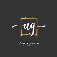 UG Initial handwriting and signature logo design with circle. Beautiful design handwritten logo for fashion, team, wedding, luxury logo. vector