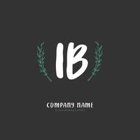 ib inicial de escritura a mano y diseño de logotipo de firma con círculo. hermoso diseño de logotipo escrito a mano para moda, equipo, boda, logotipo de lujo. vector