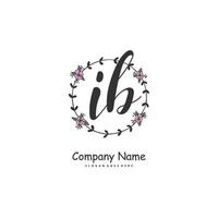 IB Initial handwriting and signature logo design with circle. Beautiful design handwritten logo for fashion, team, wedding, luxury logo. vector