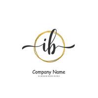 ib inicial de escritura a mano y diseño de logotipo de firma con círculo. hermoso diseño de logotipo escrito a mano para moda, equipo, boda, logotipo de lujo. vector