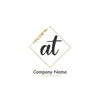 AT Initial handwriting and signature logo design with circle. Beautiful design handwritten logo for fashion, team, wedding, luxury logo. vector