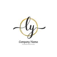 LY Initial handwriting and signature logo design with circle. Beautiful design handwritten logo for fashion, team, wedding, luxury logo. vector